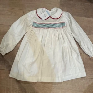 BELLA BLISS GIRLS CREAMY WHITE CORDUROY DRESS WITH SMOCKING NEW SIZE 5 - Picture 1 of 10
