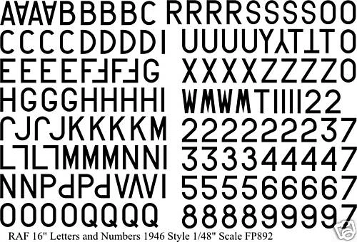 FANTASY PRINTSHOP Raf Zahlen Und Buchstaben 40.6cm Wasserrutsche Übertragungen Aufkleber 1/48 Für