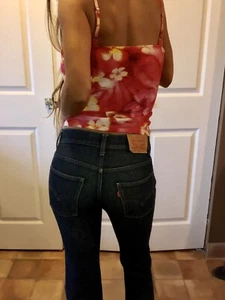 Levis Dark Wash 511 Blue Jeans 24 Kids Size 14 Cropped Low Waisted - Picture 1 of 8