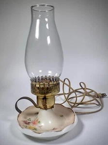 Vintage Hurricane elektrische Lampe. Handbemaltes Milchglas.  - Bild 1 von 5