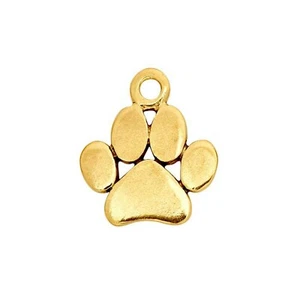 Colgante o dijes con estampado de pata de animal perro de oro amarillo de 14 K unisex - Imagen 1 de 3
