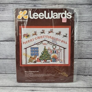 Vintage LeeWards Cross Stitch Merry Christmas to All 18" x 14" - Picture 1 of 2