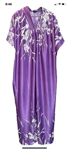 Anthony Richards XL Purple Floral Pattern 3/4 Zip House Dress Gown MuMu Pockets - Picture 1 of 3