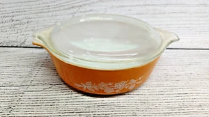 Vintage Pyrex Floral Gold Auflaufform & Deckel #471-B 500ml - Bild 1 von 8