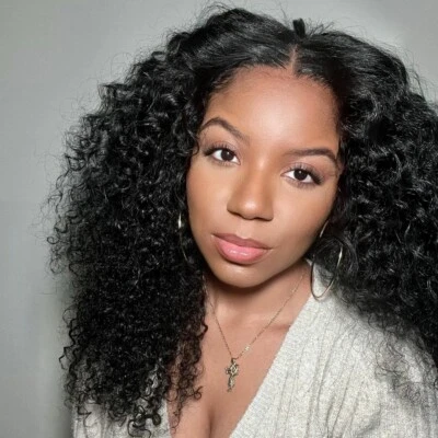 100% Human Hair 22inch Long Kinky Curly Wig 13x4 Afro Curly Wigs Lace Front Wigs - Image 1 of 4