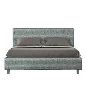 Ityhome Letto con rete imbottito 160x210 tessuto Aragona 7 azzurro Adele - Imagen 1 de 4