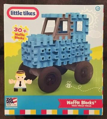 LITTLE TIKES Waffle Blocks "Vehicle" 30 Plus Blocks & Character~New~Blue Truck~ - Image 1 of 4