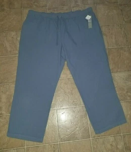 NEW ESSENTIALS WOMEN SZ 26/28 PANTS 28" INSEAM BLUE ELASTIC DRAWSTRING 2168 - Picture 1 of 5