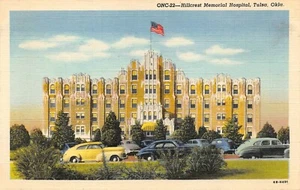 Hillcrest Memorial Hospital Vintage Autos Straßenansicht Tulsa, OK Vintage 1940er Postkarte - Bild 1 von 2