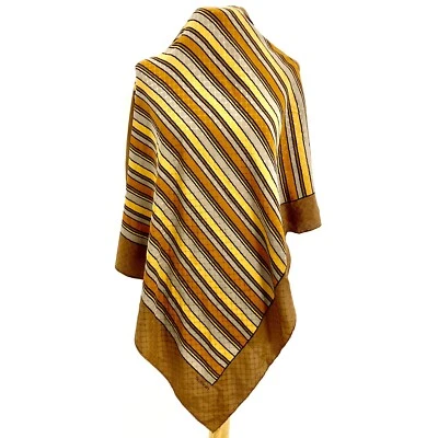 GIVENCHY RAYAS MARRÓN ENROLLADO A MANO CUADRADO bufanda de seda 33 pulgadas #A73 Foto 1 de 3