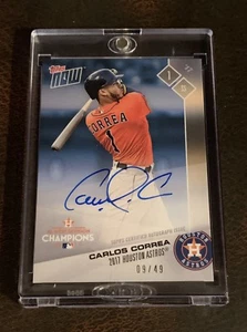 2017 TOPPS NOW #PS-46B CARLOS CORREA AUTO # 9/49 PARALLELO BLU - Foto 1 di 2
