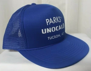 VINTAGE Trucker/Baseball Cap Hat Blue  w/ Logo 'Parks' Unocal 76 Tucson, AZ' - Picture 1 of 10