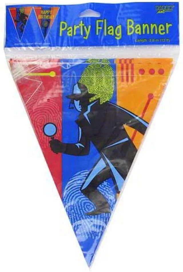 Top Secret Agent Detective Spy Birthday Party Decoration Pennant Flag Banner - Image 1 of 1