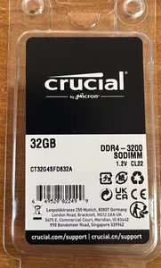 Crucial 32GB DDR4 3200 PC4-25600 SODIMM  For Laptop "GENUINE" p/n: CT32G4SFD832A - Picture 1 of 3