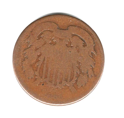 1865 TWO CENT PIECE AVERAGE CONDITION SHIPPING .99 - Image 1 of 2