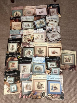 HUGE LOT OF 26 PAULA VAUGHAN CROSS STITCH LEAFLETS -BRIDES, GARDENS FLOWERS - Image 1 of 4