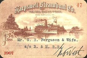 Maine - Harpswell Steamboat Co. - Steamship Annual Pass - 1907 - Picture 1 of 2