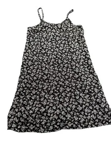 Art Class Dress Girls 7-8 Medium Black White Floral Spaghetti Strap Rayon Summer - Picture 1 of 6