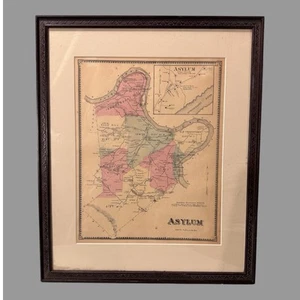 Antique Framed Map of Asylum Township Bradford Co Pennsylvania - Picture 1 of 5