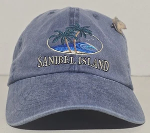 Sanibel Island Florida Blue Adjustable Strapback Hat With Bass Fish Pin - Picture 1 of 8