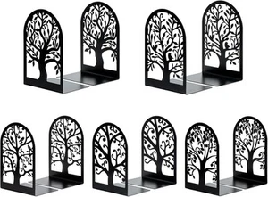 HappyHapi Book Ends, Metal Bookends for Shelves, Modern Tree Ends Black - Picture 1 of 8