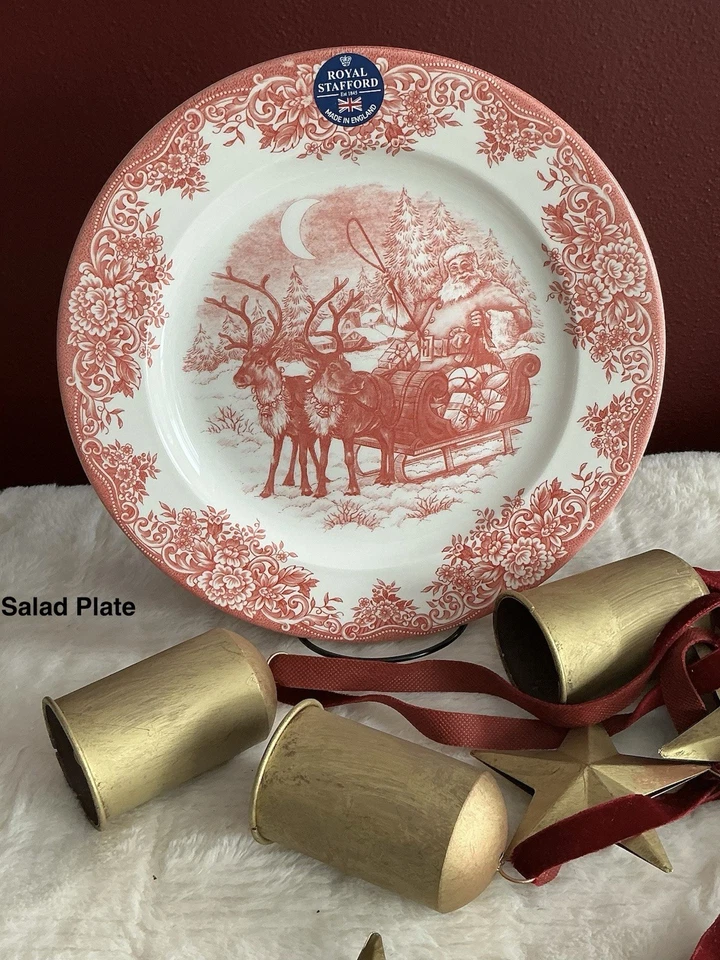 Royal Stafford Christmas Santa’s Sleigh Salad Plate 8”