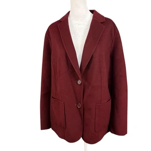 Talbots Woman 16W Blazer 2 Button Wool Blend Felt Burgundy Wine Career Office - Picture 1 of 12
