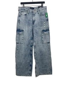 Gap Denim Women's Jeans 12/31R High Rise Wide-Leg Light Wash Cargo Pockets - Picture 1 of 9