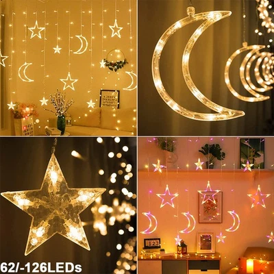 Twinkling LED Star Moon Fairy String Lights Ramadan Mubarak Muslim Party Decor - Image 1 of 4