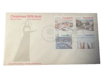 Canadá 1974 Navidad FDC - Juego completo de 4 estampillas, día de emisión de Ottawa cancelar Foto 1 de 2