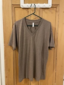 AMERICAN APPAREL v neck brown t-shirt large vintage y2k indie - Picture 1 of 5