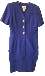 Vintage Danny & Nicole Faux 2-Pc Purple Jacket & Skirt / Dress Suit Set Size 12 - Picture 1 of 16