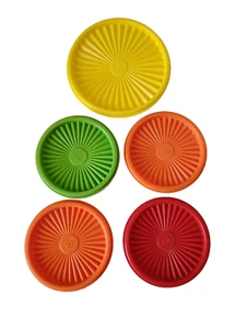 Tupperware Servalier SOLO COPERCHI 812 5" verde arancio rosso vintage lotto giallo 808 6,5" - Foto 1 di 9