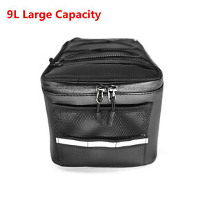 Motorcycle Rear Seat Bag PU Leather 9L Large Capacity Storage Luggage Tool Bag  