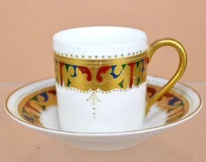 HANDBEMALTE JUGENDSTIL  MOKKATASSE / SAMMELTASSE UM 1910 - TOLLE FARBEN - Bild 1 von 12