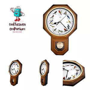 Unique 12 Northern Cardinal Bird's Song Schoolhouse Pendulum Wall Clock Chime... - Picture 1 of 6