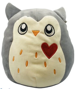 Squishmallows Samantha Grey Owl Red Heart 8" Super Soft Plush Cuddle EUC - Picture 1 of 3
