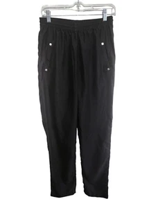 Jamie Sadock Ankle Pants Black Pockets Drawstring Straight Leg Size M Medium-H76 - Picture 1 of 5