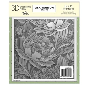 Lisa Horton Crafts Embossing Folder 6"X6"-Bold Peonies - Picture 1 of 1