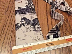 wolf tie white black 100% silk USA Man Cave jungle Animal Kingdom dressup - Picture 1 of 6