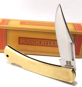 Rough Ryder Brass Clip Point Lockback Hunting Skinning Folding Pocket Knife 1978 - Picture 1 of 4