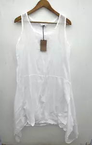 MADE IN ITALY White Cotton Lightweight Sheer Cover Up Dress Handkerchief O/S NWT - Picture 1 of 5