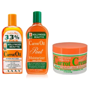 Hollywood Beauty Carrot Oil 8oz, Root Moisturizer 12oz, Carrot Cream 7.5oz Set - Picture 1 of 1