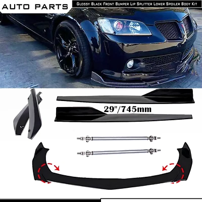 Front Bumper Lip Spoiler Splitter Side Skirt Strut Rod For Pontiac G8 G6 Foto 1 de 4