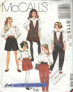 Patrón McCalls Costura Niña Vintage 1992 Culottes Blusa Chaleco Pantalones Talla 12 Fuera de imprenta - Imagen 1 de 1