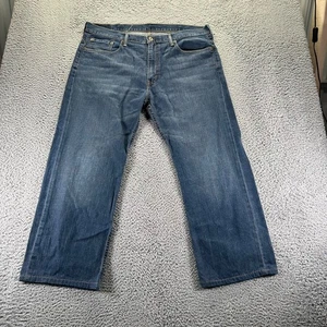 Levis 569 Jeans Mens 38x30 Blue Dark Wash Cotton Relaxed Fit Denim Workwear - Picture 1 of 10