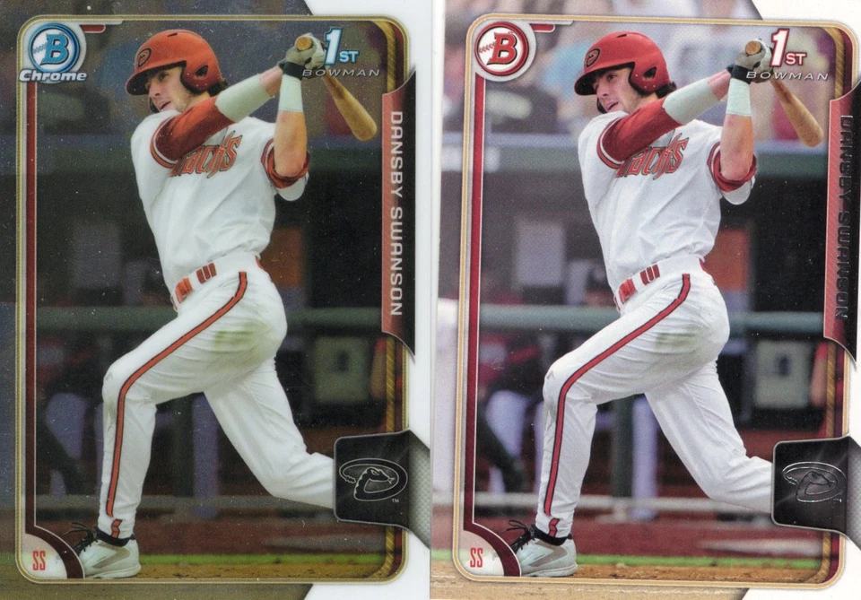 Dansby Swanson,芝加哥小熊队,2015 年 Bowman 铬和纸 "1st Bowman" crds — 第 1/1 张图片