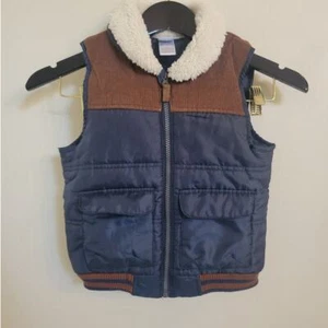 Little Lad Boys Puffer Vest Corduroy With Sherpa Collar Sz 5 - Picture 1 of 4