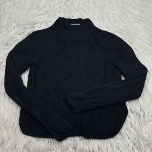 American Apparel Women's XS Black Mock Neck Cropped Pullover Fisherman Sweater - Picture 1 of 6