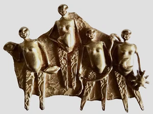 lELA FLOREL ART BROOCH PEOPLE ACTED TO SAVE EARTH BEINGEARTH WISDOM VTG neocurio - Picture 1 of 6